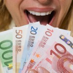Cheerful Woman with Euros